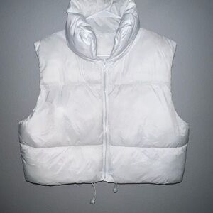 Crop White Puffer Vest